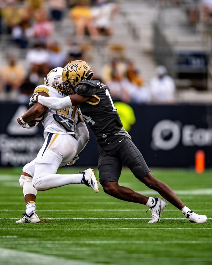 Cornerback Corey Thornton Makes a Tackle Versus Georgia Tech
